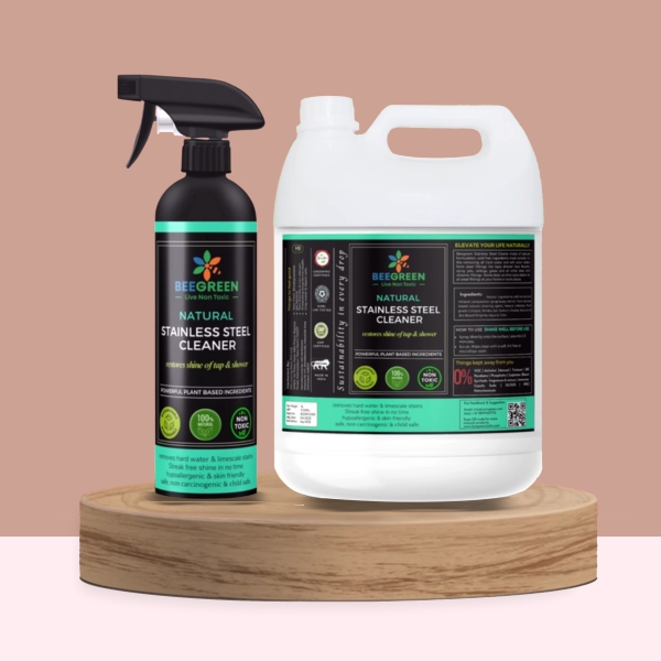 Stainless Steel Cleaner | Removal of Lime Scale| 100% Natural & Plant based Ingredients |Chemical Free | Alcohol & Sulphates Free | Family Safe|Beegreen